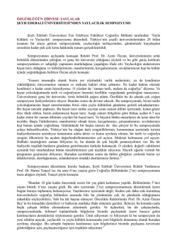 &Uuml;niversitemizden Yaylacılık Sempozyumu