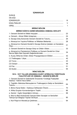 III İ&Ccedil;İNDEKİLER SUNUŞ &Ouml;N S&Ouml;Z İ&Ccedil;İNDEKİLER