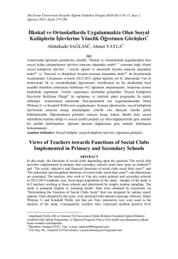 İlkokul ve Ortaokullarda Uygulanmakta Olan Sosyal Kul&uuml;plerin