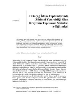 Ortaçağ İslam Toplumlarında Zihinsel Yetersizliği Olan Bireylerin