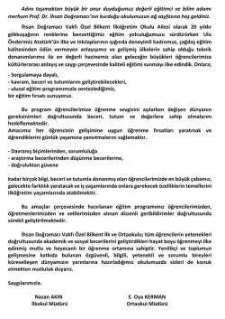 Devamı... - &Ouml;zel Bilkent İlk&ouml;ğretim Okulu