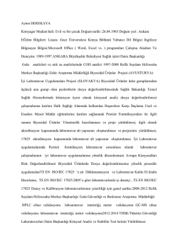 Ayten DEREKAYA T&uuml;rkiye Halk Sağlığı Kurumu T&uuml;ketici G&uuml;venliği