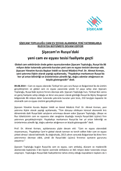 Şişecam Rusya CEE Yatırımı Basın Bülteni