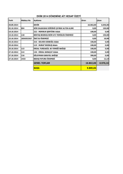 2014 Ekim ayı gelir gider tablosu
