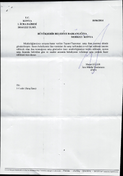 ı. İCRA DAİRESİ - Konya B&uuml;y&uuml;kşehir Belediyesi