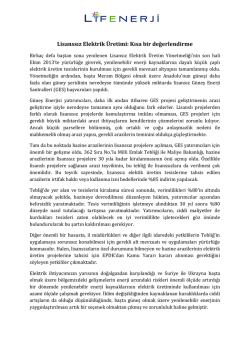 Lisanssız Elektrik &Uuml;retimi: Kısa bir değerlendirme