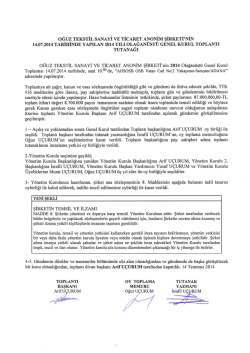 oĞUz TEKSTİL sANAYİ vE TİCARET ANONİM şİRKETTNiN 14.07