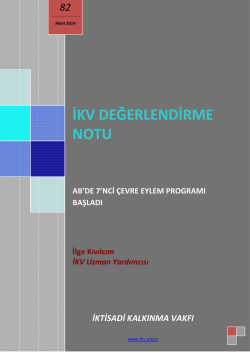 İKV DEĞERLENDİRME NOTU - İktisadi Kalkınma Vakfı