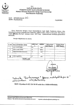 T.C. - Malatya İli Kamu Hastaneleri Birliği Genel Sekreterliği