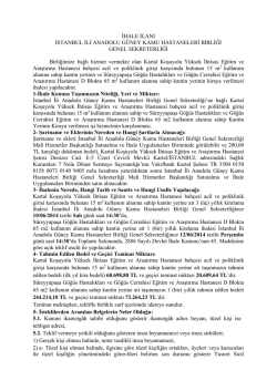 İHALE İLANI İSTANBUL İLİ ANADOLU G&Uuml;NEY KAMU