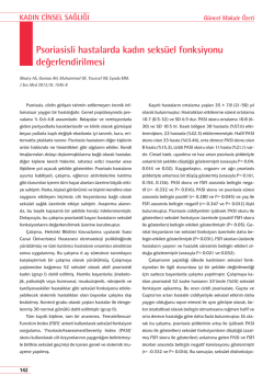 Psoriasisli hastalarda kadın seks&uuml;el fonksiyonu