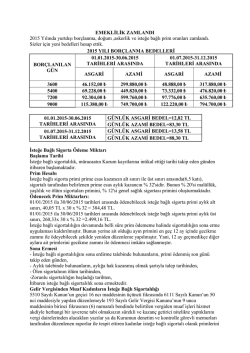 EMEKLİLİK ZAMLANDI 2015 Yılında yurtdışı bor&ccedil;lanma, doğum