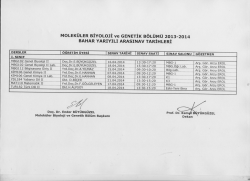 MOLEK&Uuml;LER BİYOLOJİ ve GENETİK B&Ouml;L&Uuml;M&Uuml; 2013
