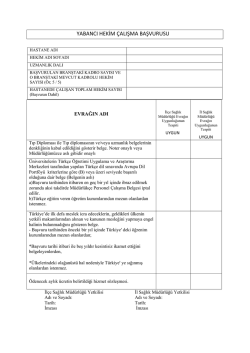 Yabancı Hekim Başlayışı İçin İstenecek Belgeler