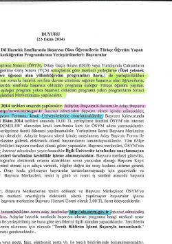 DUYURU (23 Ekim 2014)