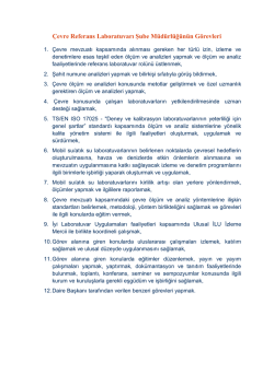 &Ccedil;evre Referans Laboratuvarı Şube M&uuml;d&uuml;rl&uuml;ğ&uuml;n&uuml;n G&ouml;revleri