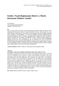 Esb&acirc;b-ı Nuz&ucirc;l Bağlamında Hārūt ve Mārūt Kıssasının Mahiyet Analizi