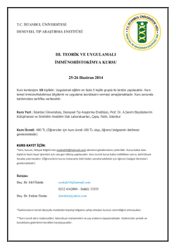 Deneysel Tıp Araştırma Enstit&uuml;s&uuml; III. Teorik ve Uygulamalı