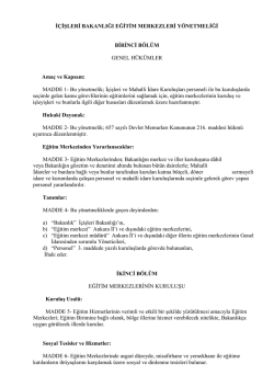 i&ccedil;işleri bakanlığı eğitim merkezleri y&ouml;netmeliği