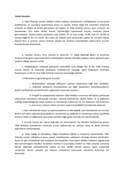 Anket Sonu&ccedil;ları a. Tıbbi Onkoloji uzmanı istihdam edilen onkoloji