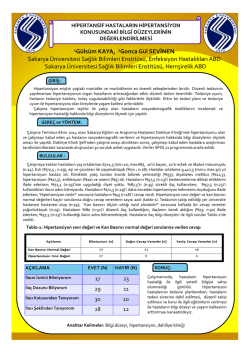 hipertansif hastaların hipertansiyon konusundaki bilgi d&uuml;zeylerinin