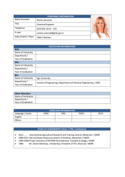 PERSONNEL INFORMATION Name Surname Nurten Şenocak Title