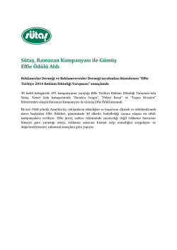 S&uuml;taş, Ramazan Kampanyası ile G&uuml;m&uuml;ş Effie &Ouml;d&uuml;l&uuml; Aldı