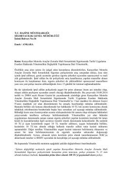 TC HAZİNE M&Uuml;STEŞARLIĞI SİGORTACILIK GENEL M&Uuml;D&Uuml;RL&Uuml;Ğ&Uuml;