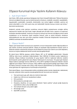 DSpace Kurumsal Arşiv Yazılımı Kullanım Kılavuzu