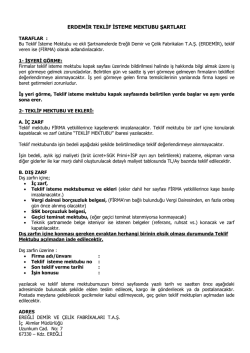 erdemir teklif isteme mektubu şartları