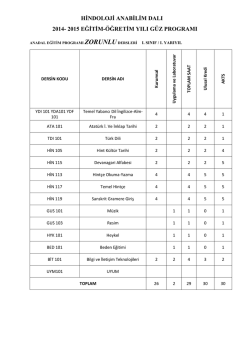 HİNDOLOJİ ANABİLİM DALI 2014- 2015 EĞİTİM
