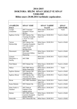 Doktora Sınav Yeri ve Şekli