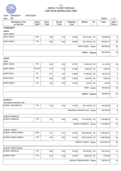 haftalık borsa b&uuml;lteni hububat