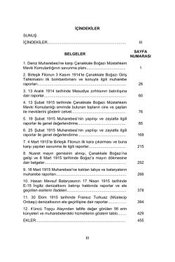 III İ&Ccedil;İNDEKİLER SUNUŞ İ&Ccedil;İNDEKİLER