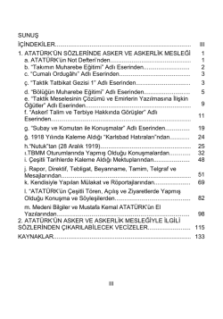 III SUNUŞ İ&Ccedil;İNDEKİLER.........................................................