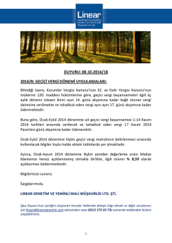 DUYURU:08.10.2014/18 2014/III. GEÇİCİ VERGİDÖNEMİ