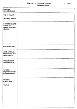 İŞKUR - İsTİHDAM FORMU ı /2014