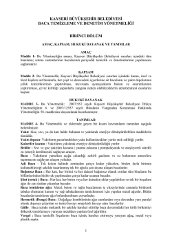 Baca Y&ouml;netmeliği - Kayseri B&uuml;y&uuml;kşehir Belediyesi