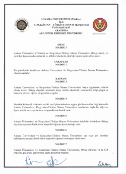 ANKARA &Uuml;NİVERSİTESİ (T&uuml;rkiye) İLE KIRGIZİSTAN