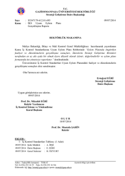 İ&ccedil; Kontrol Uyum Eylem Planı Ger&ccedil;ekleşme Raporu