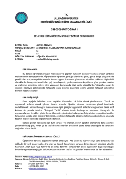 Fotoğraf-I dersi i&ccedil;in TIKLAYINIZ - G&uuml;zel Sanatlar B&ouml;l&uuml;m&uuml;