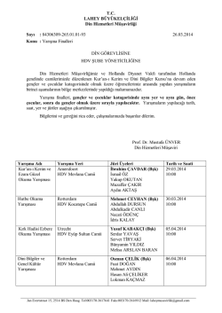 Sayı : B - Hollanda Diyanet Vakfı