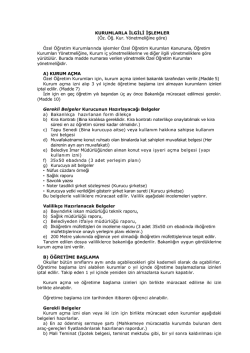 KURUMLARLA İLGİLİ İŞLEMLER