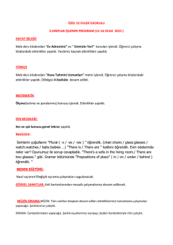 İşlenen Dersler - 52 Evler İlkokulu