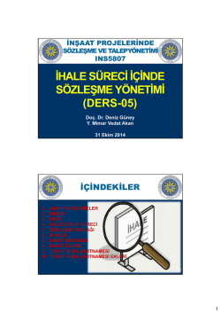 İHALE S&Uuml;RECİ İ&Ccedil;İNDE S&Ouml;ZLEŞME Y&Ouml;NETİMİ (DERS-05)