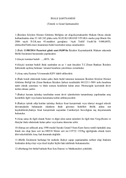İHALE ŞARTNAMESİ (Teknik ve Genel Şartnamedir) 1
