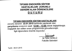 TIP3009 Endokrin Sistem Hastalıkları Zorunlu Dersini Alan