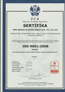 sERTİFİKA - Deniz Makina