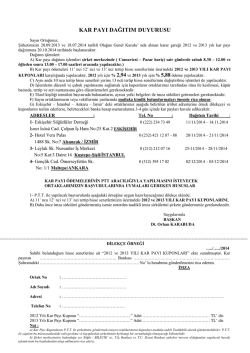 kar payı dağıtım duyurusu