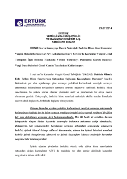 95-Karın Sermayeye İlavesi Nedeniyle Bedelsiz Hisse Alan